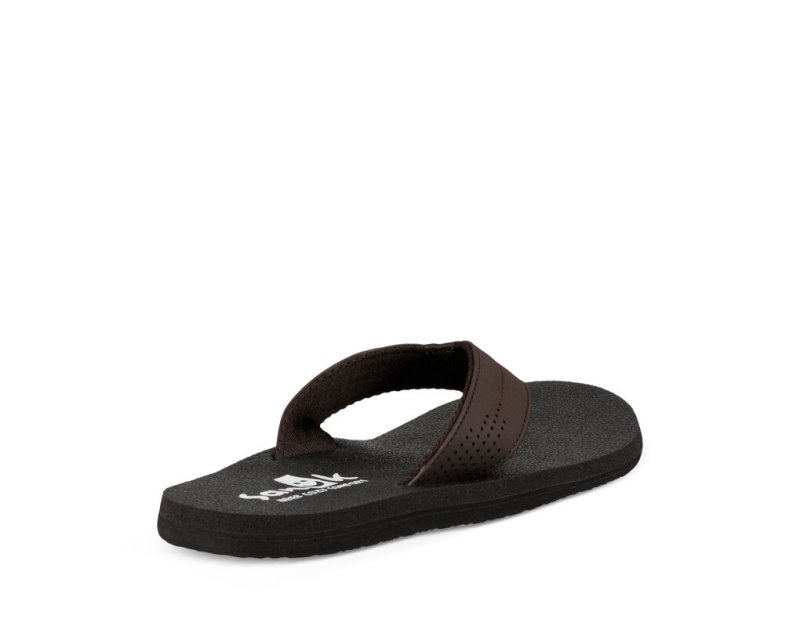 Sanuk Beer Cozy Coaster Men's Flip Flops Dark Brown | Canada 262AHK